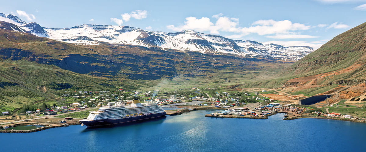 Spirit of Discovery sailing in Seydisfjordur, Iceland